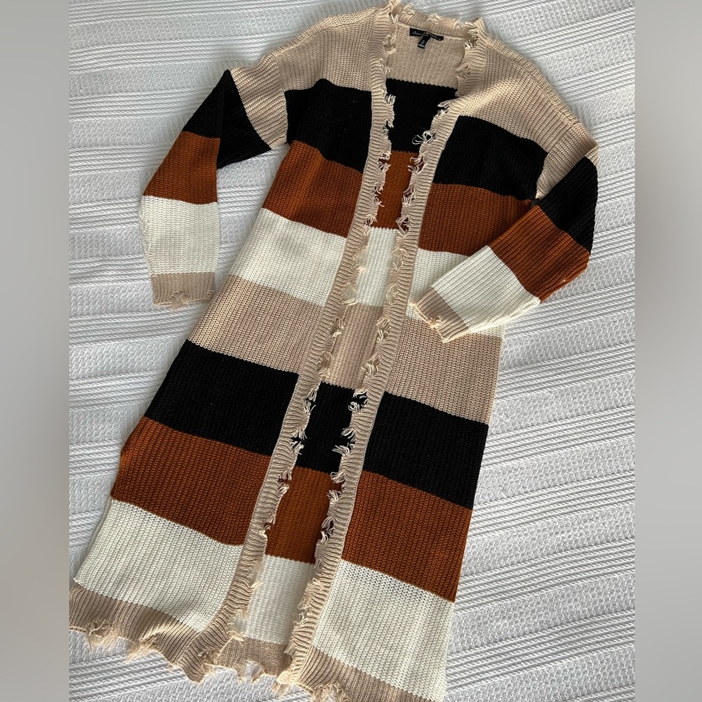 Maxi Length Multi Color Cardigan